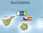 Islas Canarias en el mar con las banderas checa, epañola y canaria